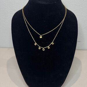 Madewell Gold Layered Mini Heart & Disc Necklace